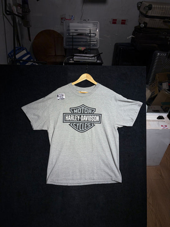 OutOf10 grey Harley-Davidson cotton-blend t-shirt with iconic black bar and shield logo on the front