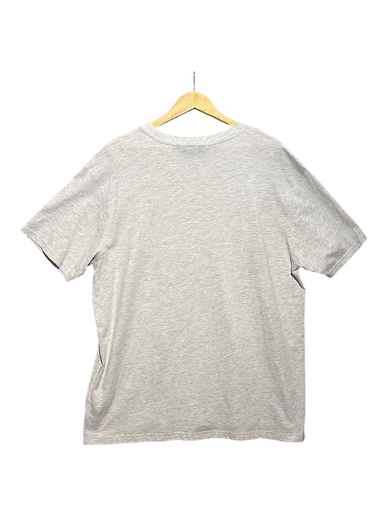 OutOf10 heather grey cotton-blend t-shirt, back view, featuring a classic crew neck and short sleeves.