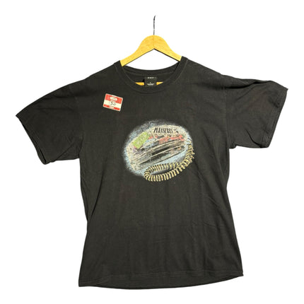 OutOf10 black HUF x PLEASURES cotton crewneck t-shirt featuring a vintage telephone graphic print on the chest.