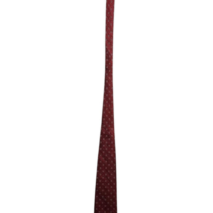 OutOf10 J.PRESS deep red silk necktie featuring a subtle white geometric micro-pattern for formal business attire.