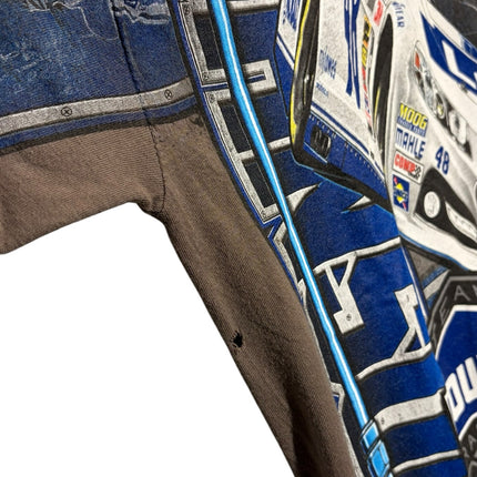 OutOf10 vintage Jimmie Johnson NASCAR graphic t-shirt in charcoal with blue and white #48 race car print and arm hole