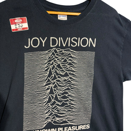 OutOf10 black Joy Division Unknown Pleasures graphic cotton crewneck t-shirt with off-white pulsar wave print