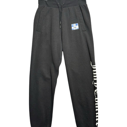 OutOf10 black Juicy Couture Sport fleece joggers with drawstring waist, side pockets, and logo print on the leg.