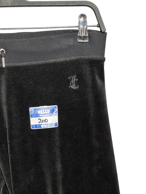 OutOf10 black Juicy Couture velour lounge jogger pants with an elastic waistband and embroidered logo detail.
