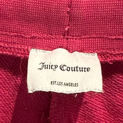 OutOf10 Juicy Couture burgundy velour jogger sweatpants featuring the brand label on the elasticated waistband