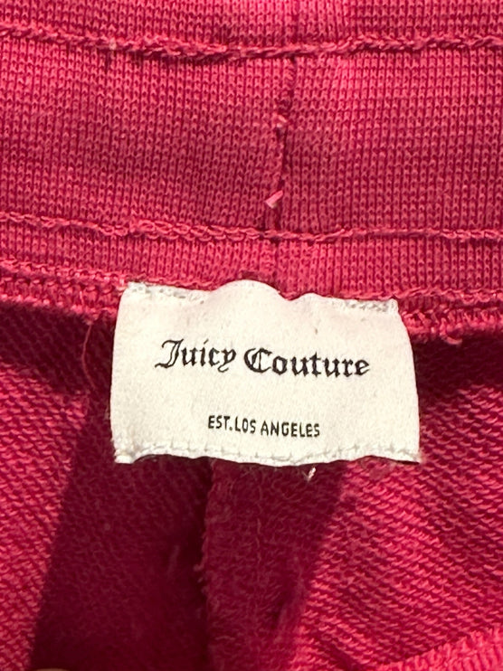 OutOf10 Juicy Couture burgundy velour jogger sweatpants featuring the brand label on the elasticated waistband