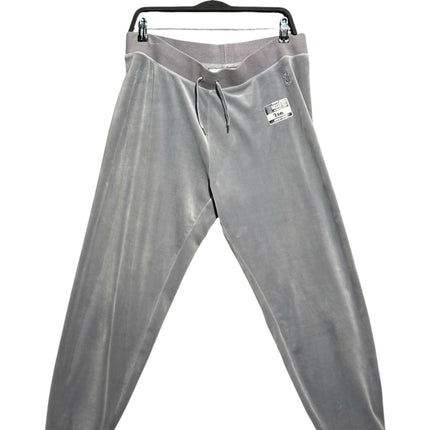 OutOf10 Juicy Couture Sport grey velour joggers with an elasticated drawstring waistband and ribbed cuffs.