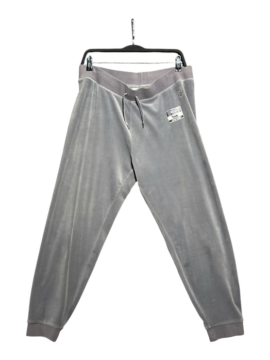 OutOf10 Juicy Couture Sport grey velour joggers with an elasticated drawstring waistband and ribbed cuffs.