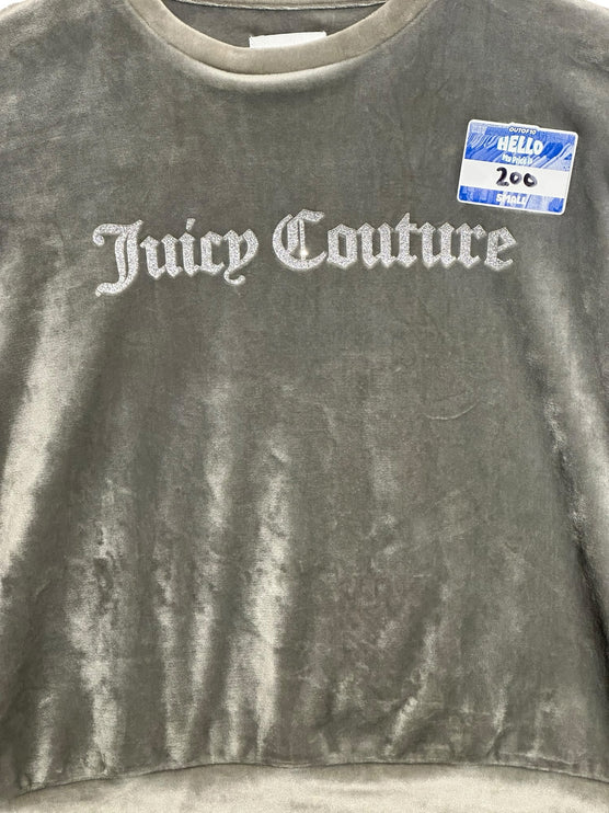 OutOf10 grey Juicy Couture velour crewneck sweatshirt with glitter logo lettering on the chest