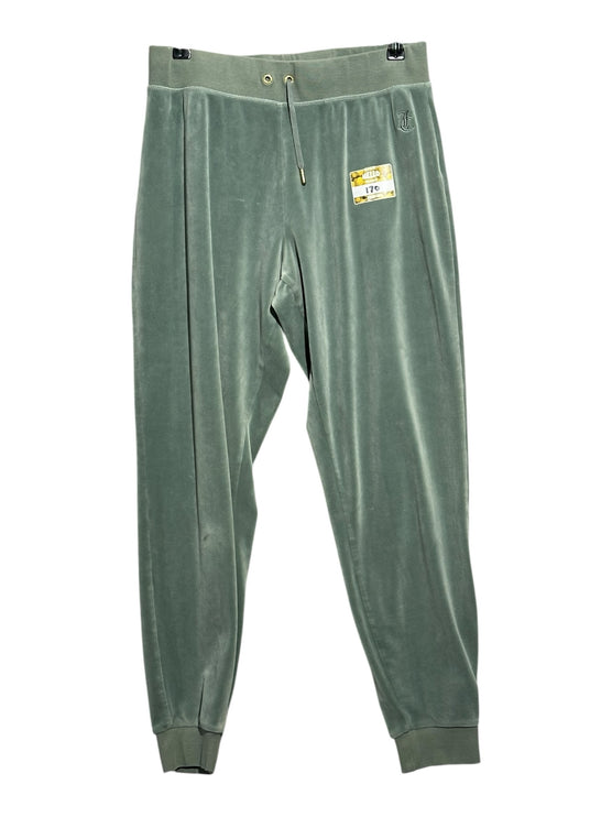 OutOf10 Juicy Couture Sport sage green velour joggers with elastic drawstring waistband and ribbed cuffs