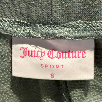 OutOf10 Juicy Couture Sport velour jogger sweatpants label in sage green with pink logo text and size small tag