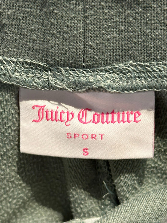 OutOf10 Juicy Couture Sport velour jogger sweatpants label in sage green with pink logo text and size small tag