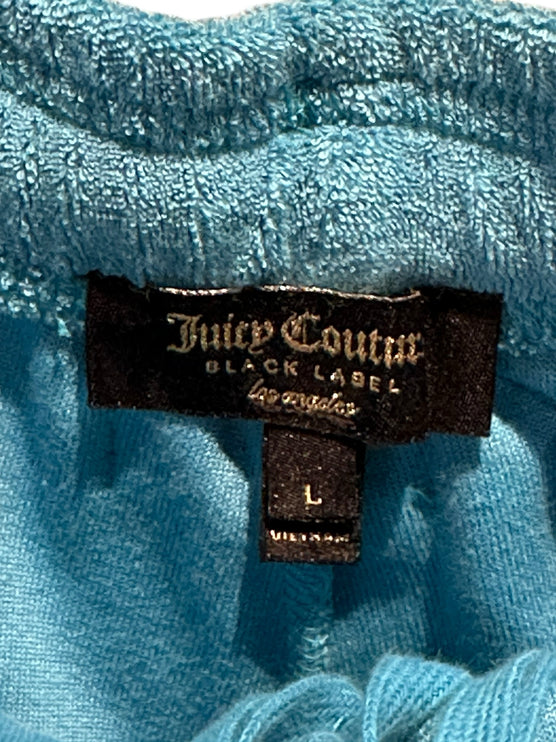 OutOf10 Juicy Couture Black Label turquoise blue velour lounge pants with branded size L tag