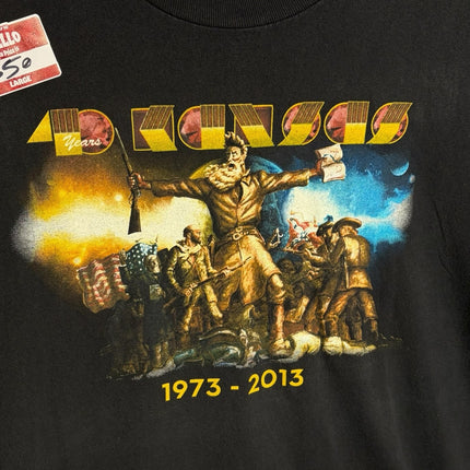 OutOf10 vintage black Kansas band 40th anniversary graphic cotton t-shirt with historical illustration