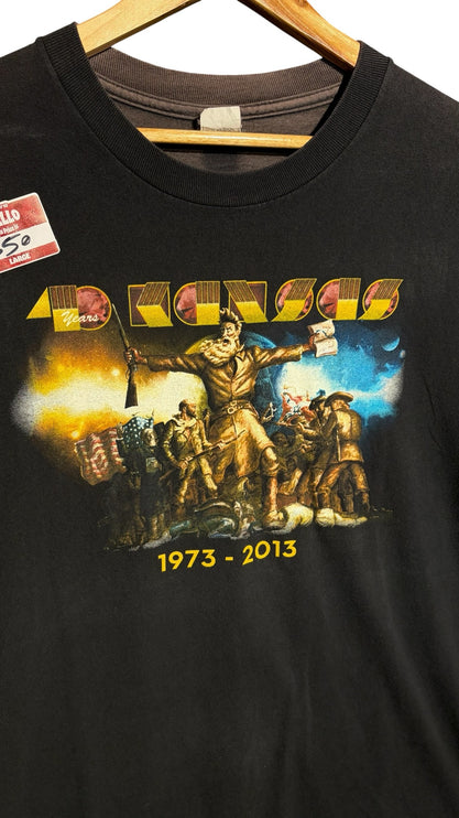 OutOf10 vintage black Kansas band 40th anniversary graphic cotton t-shirt with historical illustration