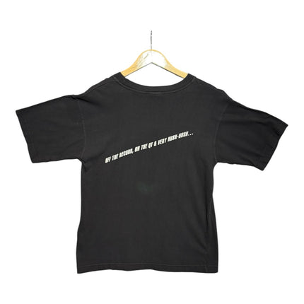 OutOf10 black cotton t-shirt featuring the LA Confidential movie quote on the back in white text