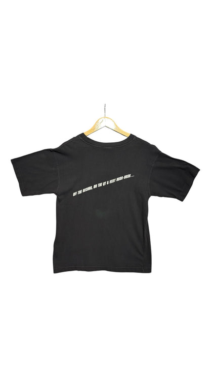 OutOf10 black cotton t-shirt featuring the LA Confidential movie quote on the back in white text