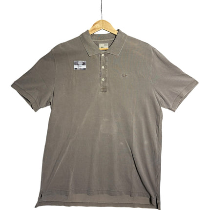 OutOf10 Lacoste vintage washed taupe cotton pique polo shirt with short sleeves and embroidered crocodile logo