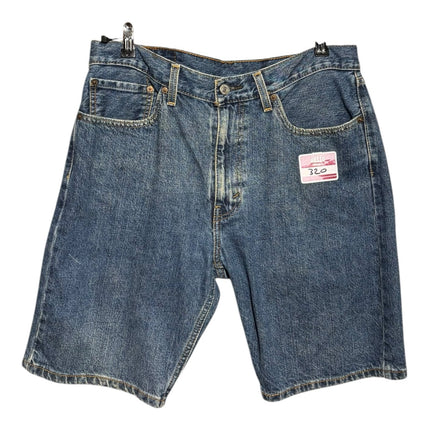 OutOf10 Levi Strauss & Co. mid-wash blue denim jean shorts with classic five-pocket design and regular fit.