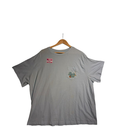 OutOf10 light blue cotton graphic pocket t-shirt with No Worries Beach Club embroidery on the chest pocket