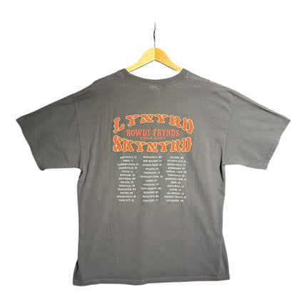 OutOf10 charcoal grey Lynyrd Skynyrd 2007 Rowdy Frynds tour t-shirt with back graphic listing concert dates