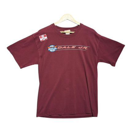 OutOf10 maroon cotton t-shirt featuring a Dale Earnhardt Jr. NASCAR Allstate 400 logo on the chest
