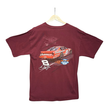 OutOf10 maroon cotton t-shirt featuring a vintage Dale Earnhardt Jr. NASCAR graphic on the back