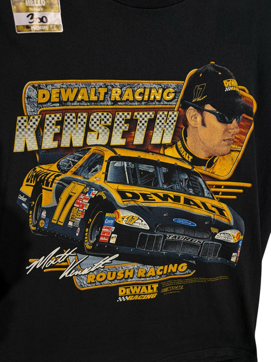 OutOf10 vintage black cotton t-shirt featuring a Matt Kenseth DeWalt Racing NASCAR graphic with car number 17