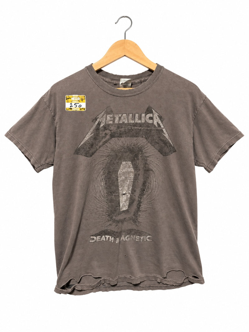 OutOf10 charcoal grey Metallica Death Magnetic tour t-shirt with distressed cotton fabric and vintage graphic print