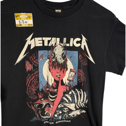 OutOf10 black Metallica Enter Sandman cotton crewneck t-shirt with a detailed skeletal graphic print.