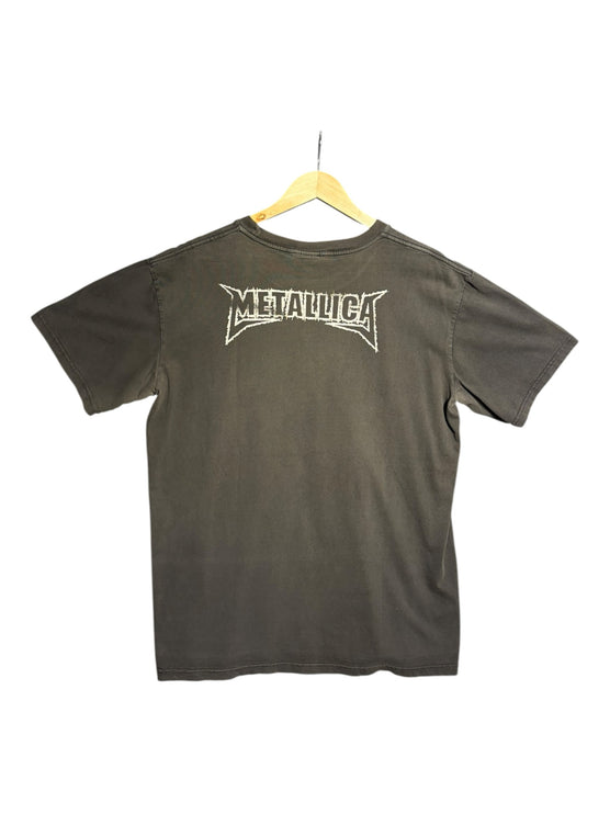 OutOf10 Metallica Sad But True graphic t-shirt in faded black cotton with a distressed band logo on the back.