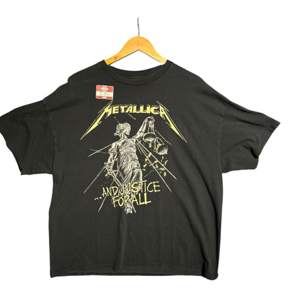 OutOf10 black Metallica And Justice For All graphic cotton t-shirt with yellow and grey Lady Justice print