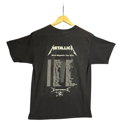 OutOf10 black Metallica World Magnetic Tour 2010 cotton t-shirt with white tour dates graphic on the back