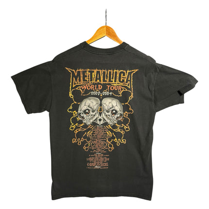OutOf10 black cotton Metallica 2003-2004 world tour graphic t-shirt featuring skull artwork on the back