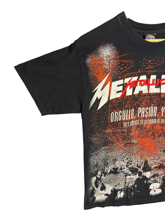 OutOf10 black Metallica World Magnetic Tour graphic t-shirt featuring a live concert print and bold typography.