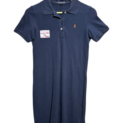 OutOf10 navy blue Polo Ralph Lauren cotton pique polo dress with a classic collar and embroidered pony logo