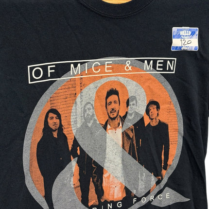 OutOf10 black Of Mice & Men Restoring Force graphic cotton band t-shirt with crew neck and band member print