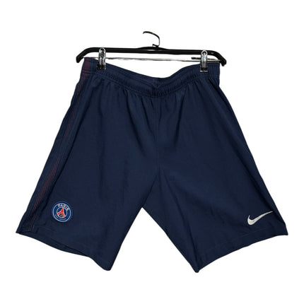 OutOf10 navy blue Paris Saint-Germain Nike performance football training shorts with club crest and elastic waistband