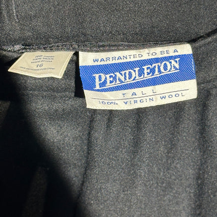 OutOf10 Pendleton black virgin wool tall skirt label showing size 16 and made in USA details