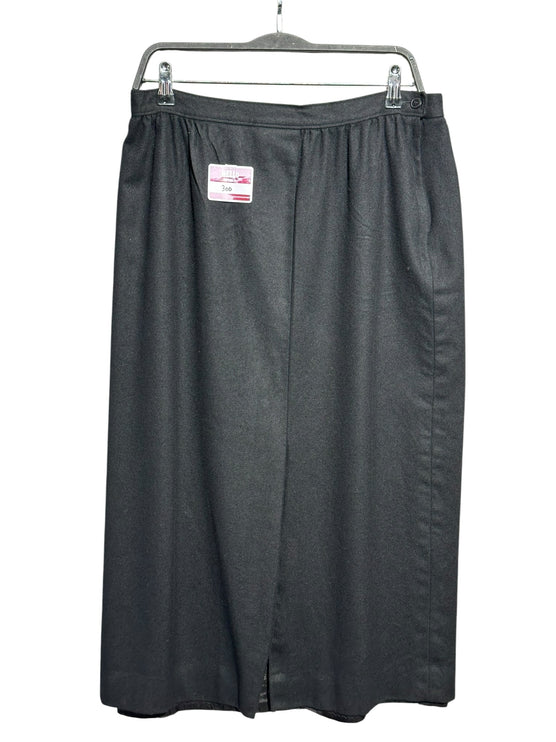 OutOf10 Pendleton black virgin wool tall skirt with a classic straight silhouette and side button closure.