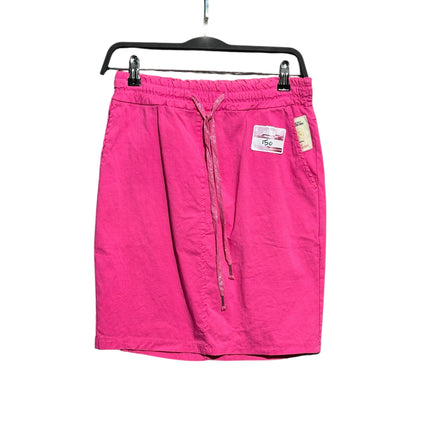 OutOf10 vibrant pink April vintage casual skirt with an elasticated drawstring waistband and side pockets.