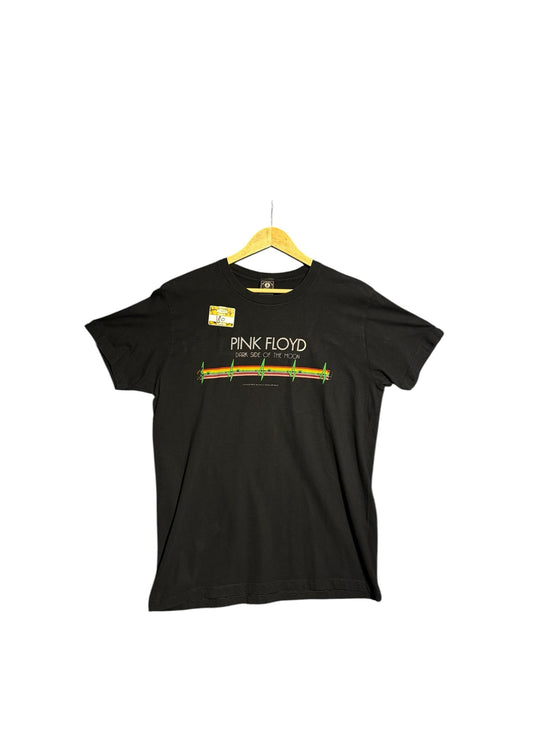 OutOf10 black cotton crewneck t-shirt featuring the Pink Floyd Dark Side of the Moon graphic on the front