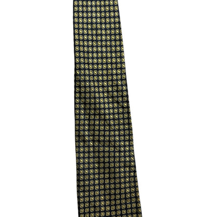 OutOf10 POLO Ralph Lauren necktie in black and gold with a geometric square micro-print pattern for formal wear
