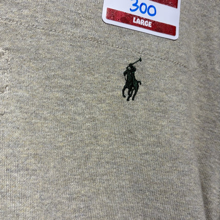 OutOf10 Polo Ralph Lauren heather grey long-sleeve rugby shirt with embroidered black pony logo on the chest