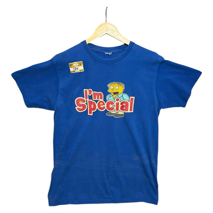 OutOf10 blue cotton crewneck t-shirt featuring a Ralph Wiggum I'm Special graphic print from The Simpsons