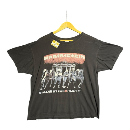 OutOf10 black Rammstein Made In Germany graphic cotton t-shirt with distressed band print on a yellow hanger