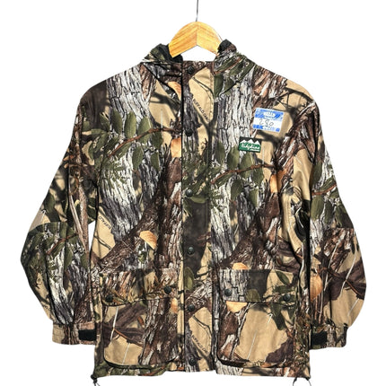 OutOf10 Ridgeline of New Zealand hooded hunting jacket in Buffalo Camo print with front pockets and adjustable hem.