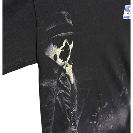 OutOf10 black cotton crewneck t-shirt featuring a high-contrast graphic print of Rorschach from Watchmen