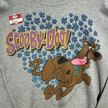 OutOf10 grey cotton-blend crewneck sweatshirt featuring a Scooby-Doo graphic print with blue flower accents.
