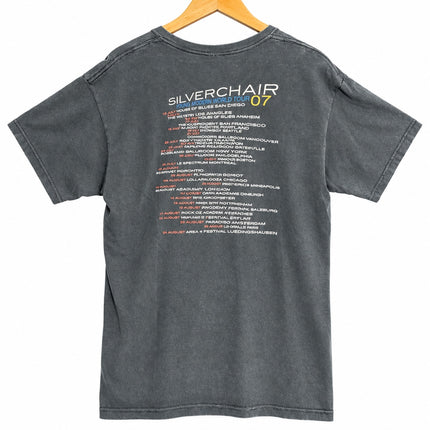 OutOf10 vintage charcoal black Silverchair 2007 Young Modern world tour graphic t-shirt, back view with tour dates.